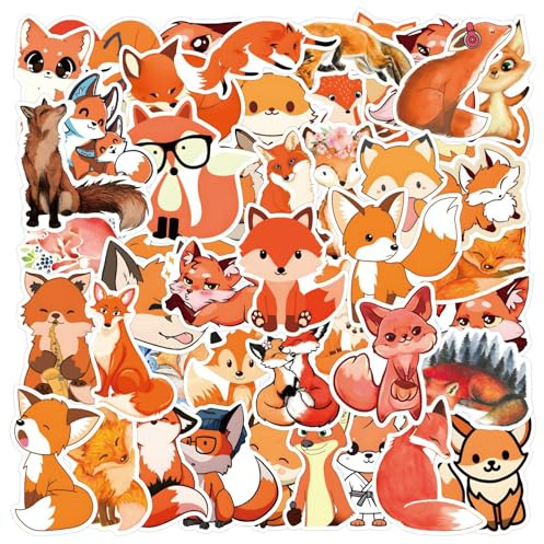 120 Stück Füchse Aufkleber, Funny Fox Stickers, Wasserdichte Vinyl Fuchs Aufkleber, Wiederverwendbar Fox Sticker Graffiti Decal, Niedliche Tiere Sticker Set für Scrapbook Laptop Gitarre Skateboard