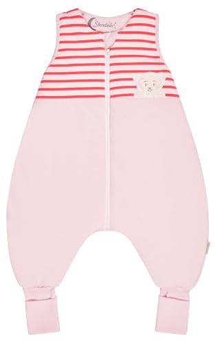 Sterntaler Schlafsack mit Beinen Bär BO aus Baumwoll-Jersey, Hydrocool-Futter, integrierte Stulpen an den Beinen, Zwei-Wege-Reißverschluss und Applikation auf der Brust; rosa; 1,50 TOG, Größe 74