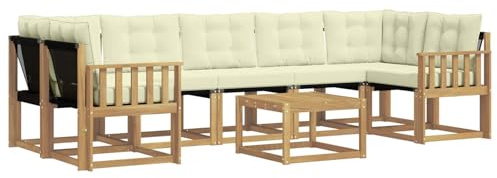 vidaXL Outdoor-Sofagarnitur 8 pcs Massives Akazienholz und Textilene, Akazienholz Garten Sofa Set, modernes Möbel, langlebige Terrasse Sitzgelegenheiten, Entspannung für deinen Hinterhof
