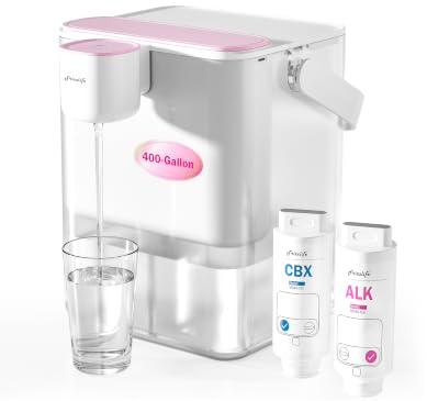 Frizzlife MD40 Alkaline Instant Electric Water Filter Jug with 2 Filters | 6-Month Filters (1514 Litres), 4.2L Countertop Water Filter System, NSF/ANSI 53/42/372, Reduces Chlorine, Lead,PFAS/PFOA/PFOS