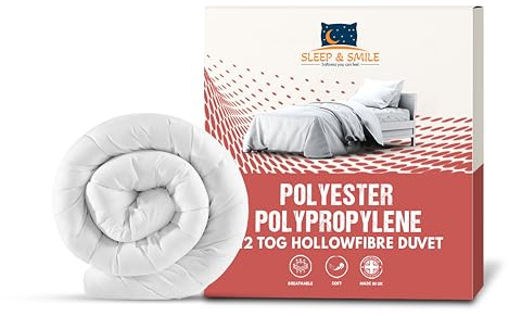 Sleep&Smile 12.0 Tog Double Polyester Polypropylene Hollowfibre Duvet Quilt Non Allergenic UK Made