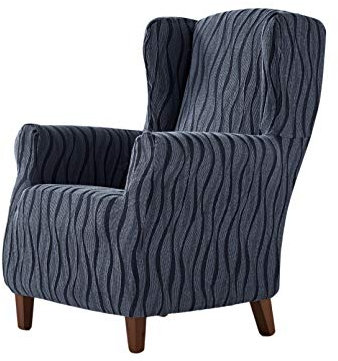 Zebra Andromeda - Elastische Husse für Ohrensessel Größe 1 Sitzer (Standard), Farbe Blau (Mehrere Farben verfügbar)