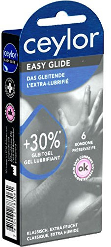 Ceylor Easy Glide 6 extra feuchte Kondome mit 30% mehr Gleitmittel, verpackt im hygienischen Dösli für einfache Handhabung, Top-Qualität, Qualitätsmarke aus der Schweiz