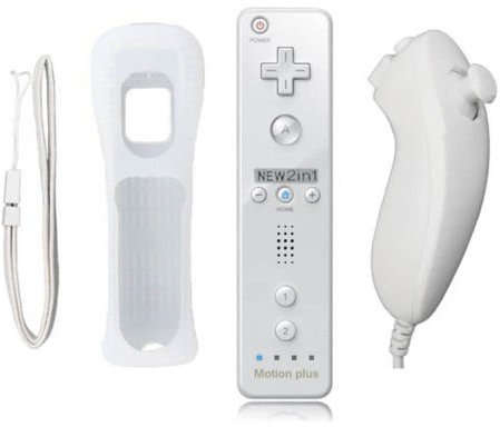 Télécommande et Nunchuck pour Wii U, Mini Kitty Manettes pour Wii Built in Motion Plus avec étui en silicone et dragonne Noir/blanc