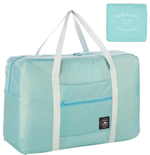 INVODA Foldable Travel Duffel Bag Holdall Bag Luggage for Sports Gym Water Resistant Nylon 32 Liter(Green)