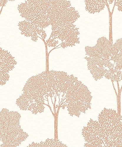 Holden Decor Ambleside Tree Pattern Wallpaper Floral Leaf Textured Metallic Glitter (Rose Gold 65314)