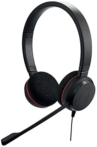 Jabra Evolve 20 - Auriculares Estéreo con Cable para VoIP Softphone - Cancelación Pasiva de Ruido - Cable USB con Unidad de Control - Negro