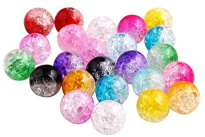 200pcs 8mm Crackle Glasperlen, Bunte Runde Perlen für Schmuckherstellung und DIY Handwerk (Mischfarben)