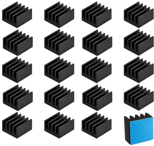 Easycargo 20pcs petit mini Aluminium Dissipateur 8.8x8.8x5mm + Pre-appliquée ruban adhésif conductivité thermique pour refroidissement impression 3D Modules d'entraînement RAM VRM Vram