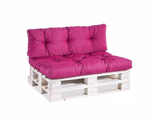 Gutekissen Palettenkissen, Gartensofakissen, Gesteppte Kissen gefüllt mit granuliertem Poulirette-Schaum, viele Farben und Größen PPI (Sitzkissen 120x80, gesteppt Pink)