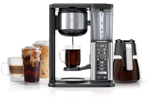Ninja Specialty Coffee Maker, Hot & Iced Coffee, 6 Brew Styles, 8 Sizes, Small Cup to Travel Mug, 10-Cup Carafe, Fold-Away Frother, Permanent Filter, Removable Reservoir, Black, CM401