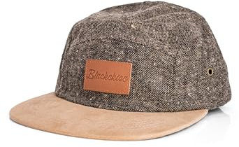 Blackskies® Obsidian 5-Panel Cap | Herren Damen Skater Basecap Wildleder Unisex Baseball Mütze Wolle Schirm - Grau-Braun Cap – Männer Frauen Streetwear Outdoor Sommer Freizeit