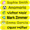 50 Personalised Iron-On Name Labels for Kids Clothes, High Resistant to Washing and Drying, Easy to Use, Perfect for School Clothes Labeling, Basic Yellow, Size 6x1 cm, Thermoadhesive Vinyl Material.