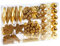 Deuba® Weihnachstkugeln 102tlg Ø 3-6cm Kunststoff matt glänzend Christbaumkugeln Christbaumschmuck Anhänger Weihnachtsbaumkugeln Weihnachtsdeko Gold