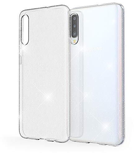 NALIA Glitzer Hülle kompatibel mit Samsung Galaxy A50, Ultra Slim Handyhülle Silikon Glitter Case Cover Durchsichtig, Handy-Tasche Schutzhülle Glänzend Phone Etui Bumper Backcover