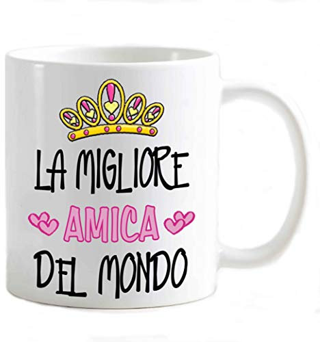 csm informatica Tazza Mug Personalizzabile Amica Migliore del Mondo Corona di Cuori