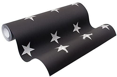 Vliestapete Sterne Stern Glitzer schwarz silber HOMEFACTO:RI 34760-5