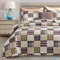 CHIXIN Plaid Quilt Queen Size - Klassisches Tartan-Karomuster - Leichte Tagesdecke Bettwäsche-Set, Country Patchwork Bettbezug für alle Jahreszeiten, 3-teilig, Beige