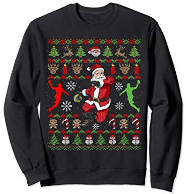 Handball Ugly Christmas Weihnachtsmann Handballer Geschenk Sweatshirt