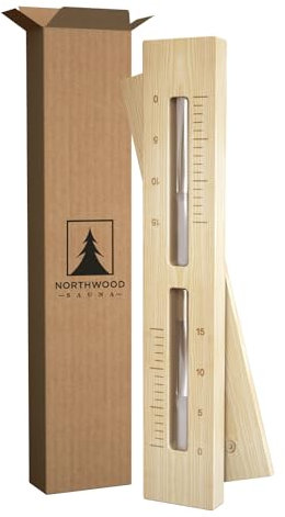 Northwood Sauna Sablier de sauna fabriqué à la main en pin finlandais - Sablier mural rotatif de 15 minutes avec sable blanc