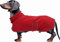 babepet Hunde Wintermantel mit warmem Fleece Futter, perfekt für Dackel, Outdoor-Hundebekleidung mit verstellbaren Bändern und Loch für Geschirr-Rot-M