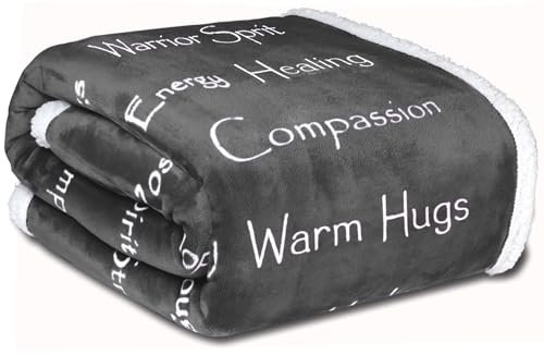WOLF CREEK BLANKET Co.,Mitgefühlsdecke – Stärke Mut Super weiche warme Umarmungen, Geschenk Decke Plüsch Heilgedanken Positive Energie Liebe & Hoffnung mit flauschigem Komfort (127x165 cm, anthrazit)