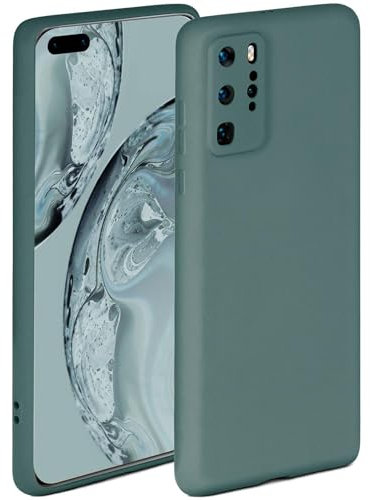 ONEFLOW Coque Souple Compatible avec Huawei P40 Pro, Coque en Silicone, Bord surélevé pour la Protection d'écran, Double Couche, Coque Souple pour téléphone - Petrol-Vert Mat