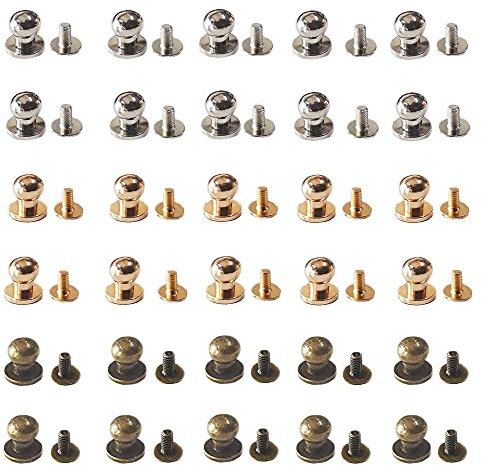 Dzsomt 30 Piezas Remaches para Cuero Botón de Remache Cabeza Redonda Sólido Nail Remaches de Cuero para Manualidades Remache de Botón Para Atornillar Accesorios de Cuero de Bricolaje
