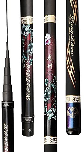 LUOSHUAI Stipprute Karpfen-Pole-Feeder tragbar 3M4M5M6M7M8M9M. Teleskop-Angelrutestrom-Hart-Ultralight Carbon Fishing Pole Combo Angelausrüstung Angelrute (Color : Black, Length : 6.3 m)
