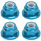 SUNGOOYUE RC Auto Muttern mit Flansch, 4 Stück RC Auto Muttern - M4 Aluminiumlegierung 4 Mm Innendurchmesser RC Auto Zubehör Passend für 1/10 Ferngesteuertes Fahrzeug(Blau)