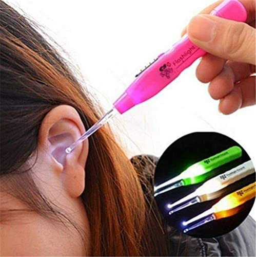 HoitoDeals 1Pcs Random Colour LED Light Flashlight Ear Pick Ear Wax Remover Tweezer Earpick Cleaner Curette
