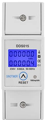 AUTO Compteur d'énergie LCD monophasé 5-80A 230V 50Hz écran rétro-éclairé numérique, wattmètre monophasé sur rail DIN KWh compteur DDS015 compteur d'énergie numérique