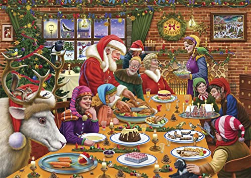 1000 Piece Jigsaw Puzzle - Christmas Dinner At Santa's Workshop -1000 Piece Jigsaw Puzzles for Adults - Hardest Jigsaw Puzzle, Festive Puzzle, Present