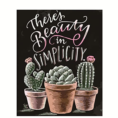 Malen Nach Zahlen Erwachsene Kaktus-Tafel DIY Handgemalt Ölgemälde Leinwand Kits für Erwachsene Kinder mit Pinseln Acrylpigment Zeichnung Paint by Numbers für Haus Wand Decor 40x50cm Ohne Rahmen