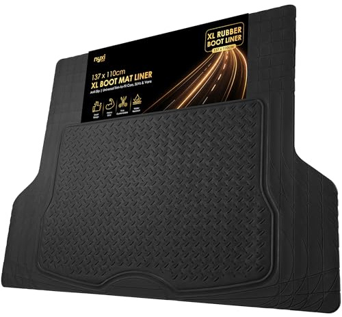 Nyxi Rubber Car Boot Mat Liner (137cm X 110cm) Universal Non-Slip Deep-Dish Heavy-Duty Rubber for Cars SUV Truck and VAN, Waterproof, All Weather