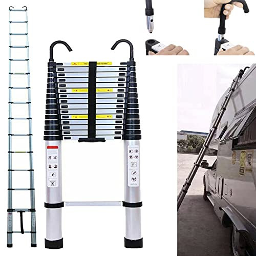 Échelle Télescopique 6m avec Crochets Echelle de Toit, Échelle Extensible en Aluminium, Escabeau Telescopique Échelle Multifonctionnelle Antidérapant pour Maison, Grenier, Jardin, Charge 150kg
