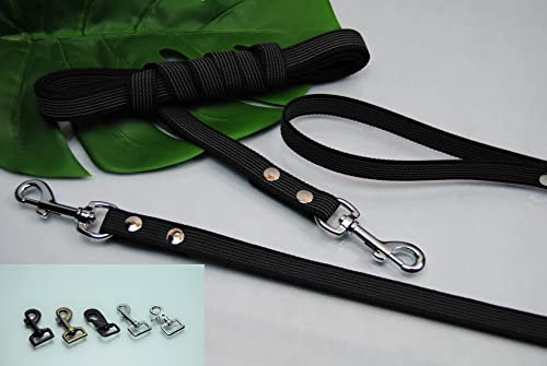 Leine gummiert grau 25mm (3m ohne Schlaufe, Karabiner: Silber)
