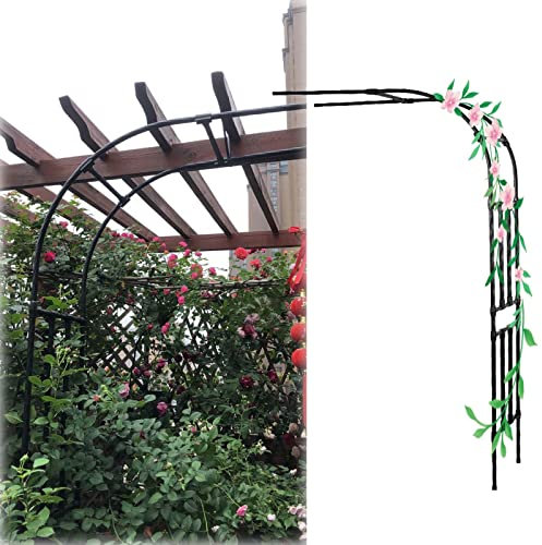 Largeur 60-240cm Arche De Jardin en Métal Arche À Treillis Rosiers Mur Demi-latérale Arches De Jardin Résistante Aux Intempéries Noir(60x240cm/2.0x7.9ft)