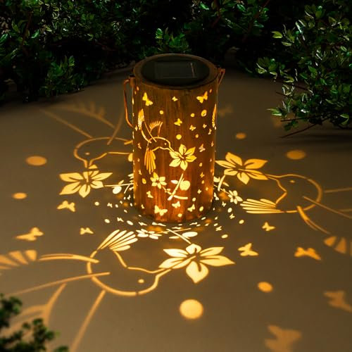 Hummingbird Gifts Solar Lights Outdoor Garden, Birthday Gifts for Nan Grandma Women, Garden Oranments Outdoor Unique Gardening Presents