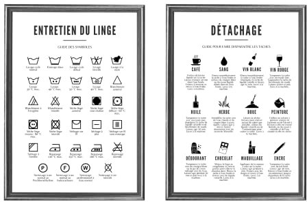 EQUIK PRODUCTS Affiche Buanderie | Décoration Buanderie | Guide Détachant | Poster Lessive, Laverie, Machine à laver | Entretien du Linge (Adieu les Taches, A3)