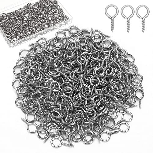 AUGSUN Eye Screws, 300PCS 0.63 Inch Screw Eyes Hooks Heavy Duty Screw Eyes Bolts Hooks Ring Screws for Hanging Artwork