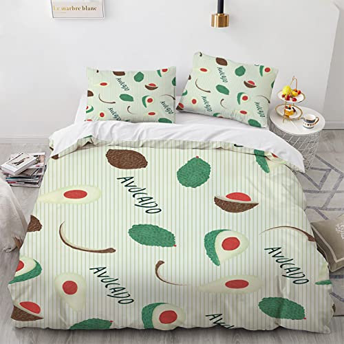 LUDVIK Avocado Bettwaesche 135X200 Bettwäsche Mikrofaser Bettwã¤Sche-Sets Schnell Trocknend Und Kein Bügeln 135X200 cm + 2 Kissenbezüge 80X80Cm