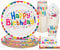 PARTY GO Set di 100 piatti di cartone colorati per 25 ospiti