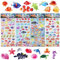 TIESOME Fisch-Aufkleber für Kinder, 4 Blätter 3D-Schaum unter dem Meer Ozean Tier Aufkleber Meerestiere verschiedenen kleinen Meerestiere tropische Fische Meeresschildkröten Aufkleber(Farbe Ozean)