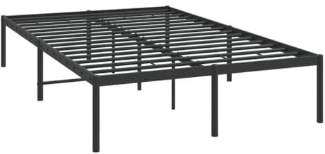 vidaXL Bettgestell, Bettrahmen mit Lattenrost, Metallbett Bett für Schlafzimmer, Doppelbett Gästebett Metallkonstruktion, Metall Schwarz 120x190cm