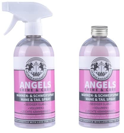HORSEANDANGELS Mähnenspray für Pferde Duft - Schweifspray für Pferde Duft - Glanzspray für Volumen, leichtes Kämmen, schnelle Entwirrung, Mandelblütenduft - Pferde Zubehör & Pferdepflege (1000ml)