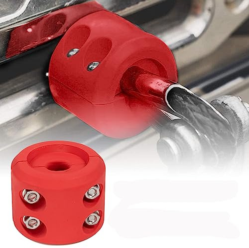 Bouchon d'arrêt de câble en caoutchouc robuste, protecteur de corde étanche, accessoire pour crochet de câble pour treuils tout-terrain ATV UTV avec clé Allen (Rouge)