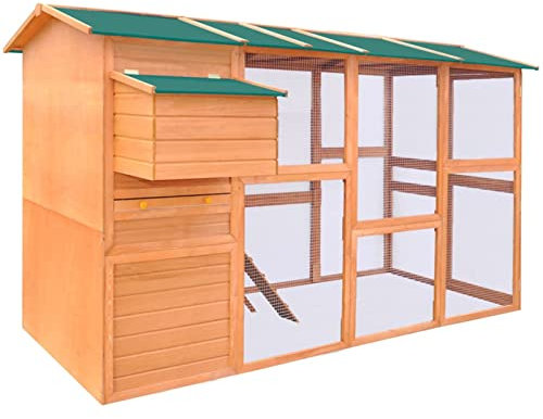 BaraSh Hühnerstall Holz 295x163x170 cm Tanne HüHnerhaus Mobiler HüHnerstall