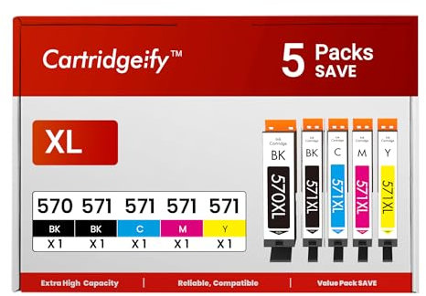 Cartridgeify PGI-570 CLI-571 XL Druckerpatronen Kompatibel mit Canon 570 571 Patronen (5er-Pack), für Pixma MG5750 MG5751 MG5752 MG5753 MG6850 MG6853 MG7750 MG7751 MG7752 MG7753 TS5050 TS5055 TS5053