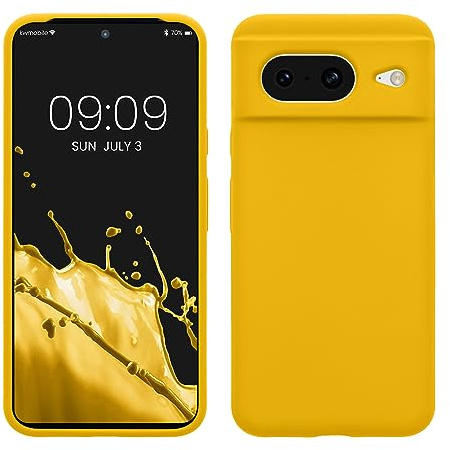 kwmobile Hülle für Google Pixel 8 TPU Case - Handyhülle unterstützt kabelloses Laden, Flexible Schutzhülle, gummiertes Cover in Strahlend Gelb
